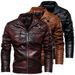 men’s vintage pu leather biker jacket – thickened zipup motorcycle coat (brown, green, black, wine red)_desvips.com