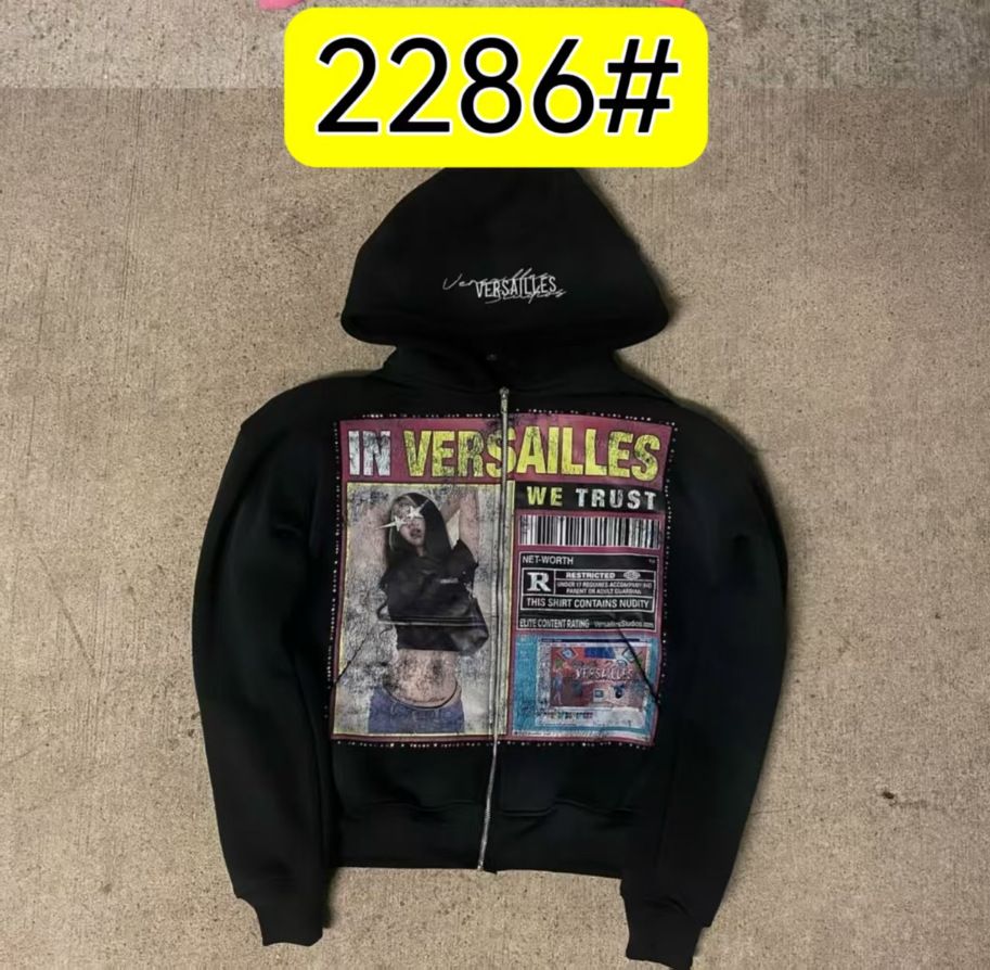 Cardigan Sweatshirt IN VERSAILLES Black Hoodie Versatile Casual Zipper Jacket_desvips.com