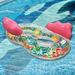 Glitter Flamingo Pool Float - XXL Thickened Eco-PVC Inflatable Ring With Backrest & Cup Holder Adult Swimming Circle For Pool & Beach_desvips.com