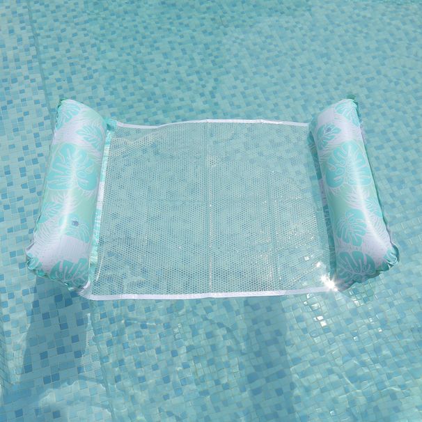 Leaf Pattern Inflatable Hammock - Thickened PVC Floating Bed For Adults With Reinforced Mesh (Foldable Heavy-Duty Pool/Lake/Beach Use)_desvips.com