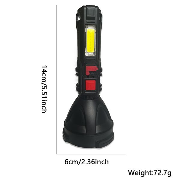 LED flashlight Charging portable COB camping fishing light side light flooding multi-functional large light cup flashlight_desvips.com
