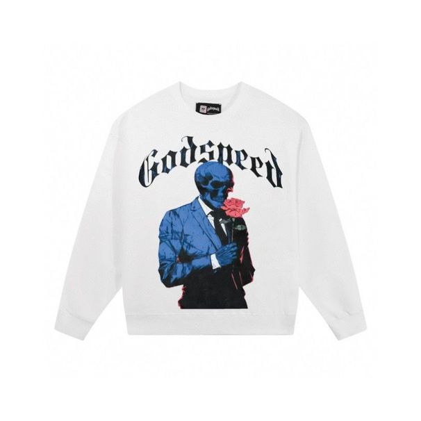 Trendy Brand Skull Rose Heavy Cotton Unisex High Street Crew Neck Long Sleeve Sweatshirt_desvips.com