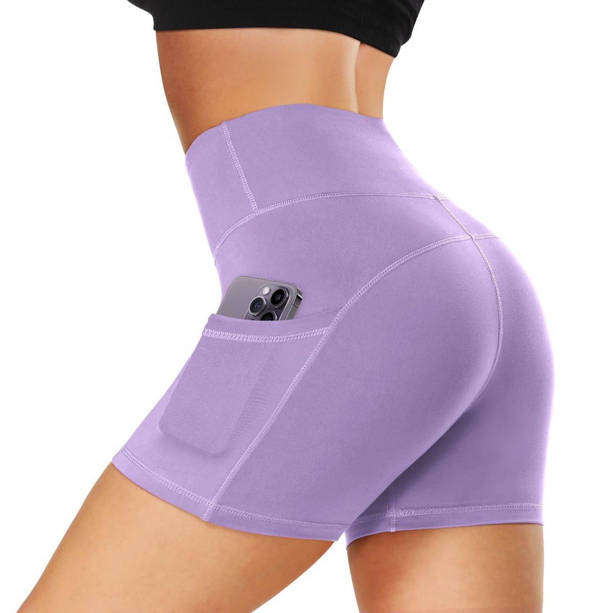 Women’s Clothing Women's Printed Nude Yoga Shorts With Pockets Skin Friendly Tight Hip Lifting Elastic Quick Drying Sports Fitness Shorts_desvips.com