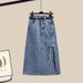 Women's Plus Size Suit Waist Shirt Denim Skirt Two Piece Suit Trendy_desvips.com