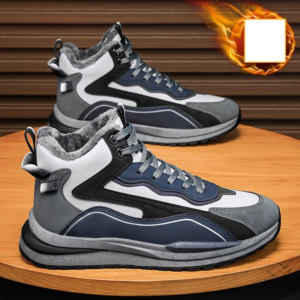 Men's New Spring Thick Sole Plus Veet Warm Dad Youth Versatile Sports High Top Men's Casual Shoes_desvips.com