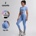 Women's Spring/Summer Seamless Yoga Suit Quick Drying Solid Color European American Style Short Sleeved Running Sports Fitness Two Piece Set_desvips.com