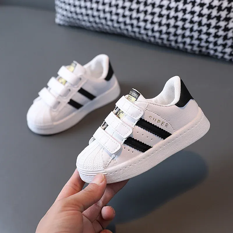 Children's Kids Fashion Design White Non-slip Casual Shoes For Boys Girls Hook Breathable Sneakers Toddler Outdoor Shoe_desvips.com