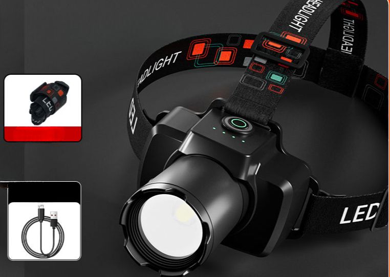 Super Bright Head-Mounted Rechargeable Ultra-Bright Special Lo-Lasti Flashlight Outdoor Headlamp Campi Night_desvips.com