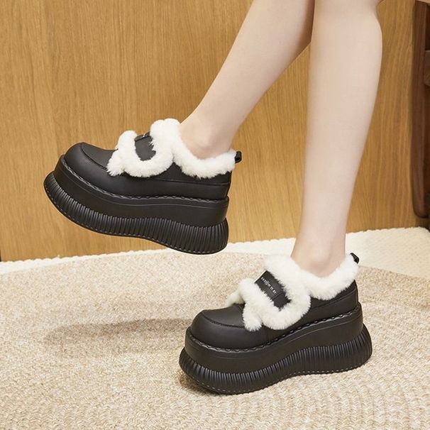 Cute, High, Thick, Versatile, Height Increasing Snow Boots For Women, 2024 New Winter Plush Cotton Shoes_desvips.com