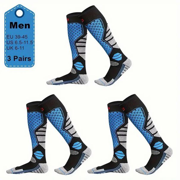 3 Pairs Men Winter Thick Sports Outdoor Warmth Sweat Absorption Breathability Suitable Hiking Ice Skating Skiing Socks_desvips.com