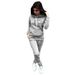 New Drop Shoulder Sleeve Women Ladies Casual Sports Suit Hooded Fashion Fleece Sweatshirt Set_desvips.com