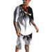 2023 Summer Mesh Set for Men's Trendy Casual Beach Style 3D Digital Printed T-shirt and Shorts_desvips.com
