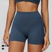 Zechuang Brushed Yoga High Waist Gathered Slimming Tight Shorts For Women Outdoor Running Sports Fitness Wear 9308_desvips.com