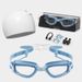 Adult Swimming Goggles HD Waterproof And Anti-fog Electroplating Swimming Glasses Silicone Swimming Cap Nose Clip Earplug Set_desvips.com