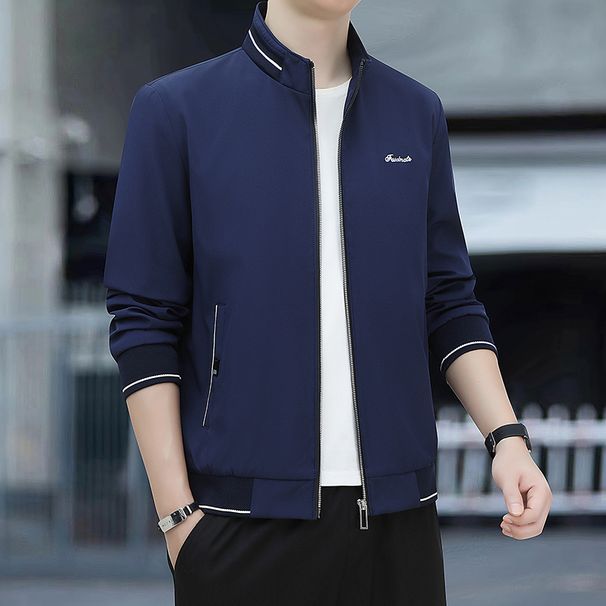 Spring Autumn New Men Lapel Jacket Fashion Fabric Breathable Sweat Absorption Comfortable Slim Version Coats_desvips.com