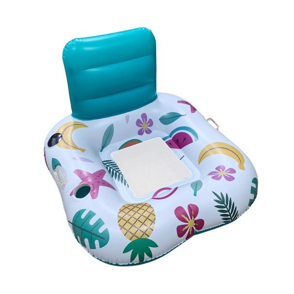 Inflatable Solar Light Night Glow Water Lounge Chair Adult Swimming Pool Backrest Mesh Sitting Circle_desvips.com