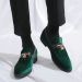 Dress Shoes Fashion Green Designer Men's Comfortable Pointed-Toe Leather Loafers For Men Evening Slip-on Mens Party_desvips.com