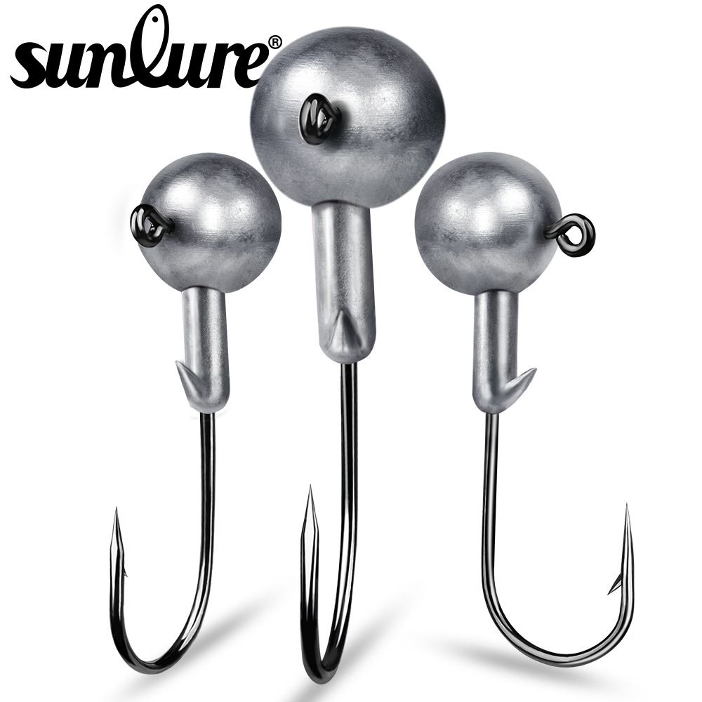 Bait Weighted Sharp Lead Head 1-20g Soft Worm JIG Bass Fishing Lure Hook_desvips.com