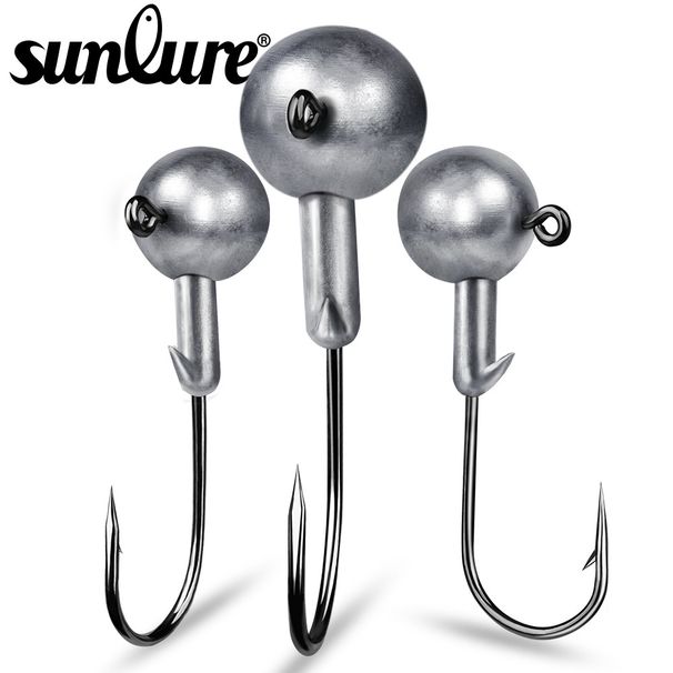 Bait Weighted Sharp Lead Head 1-20g Soft Worm JIG Bass Fishing Lure Hook_desvips.com