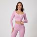 Nude Quick Drying Long Sleeved Yoga Sports Suit for Women Sexy round Neck High-Waisted Fitness Running Outfit_desvips.com