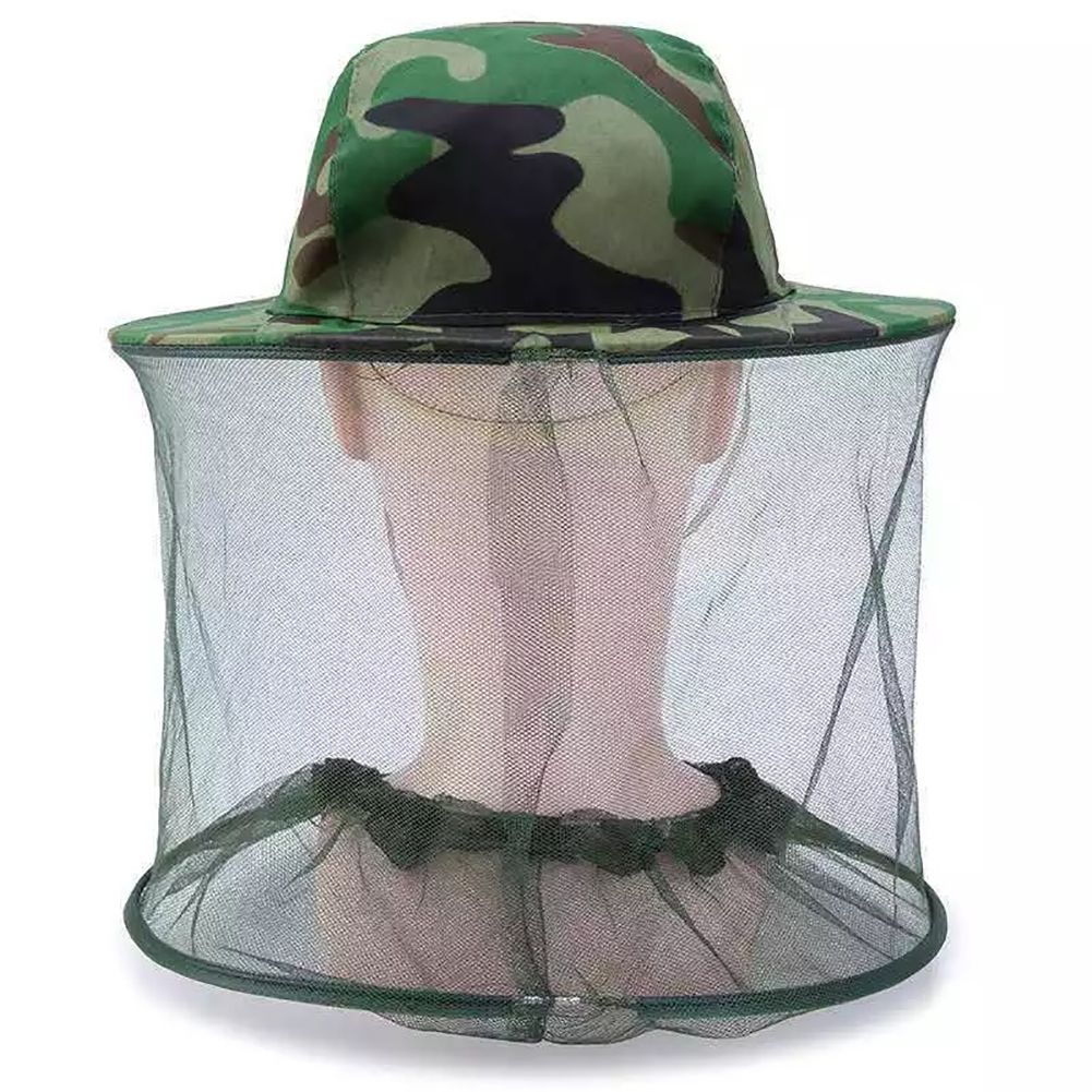 Kaou01 Unisex Camo Mosquito Bee Proof Net Mesh Head Face Protector Fishing Hunting Hat_desvips.com
