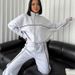 Women's Clothing leisure suit long sleeved half high collar cardigan sweater lace up striped trousers_desvips.com