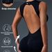 Women's Sexy Tight Fitting Yoga Bodysuit Outdoor Sports Hip Lifting Button down Fitness Wear_desvips.com