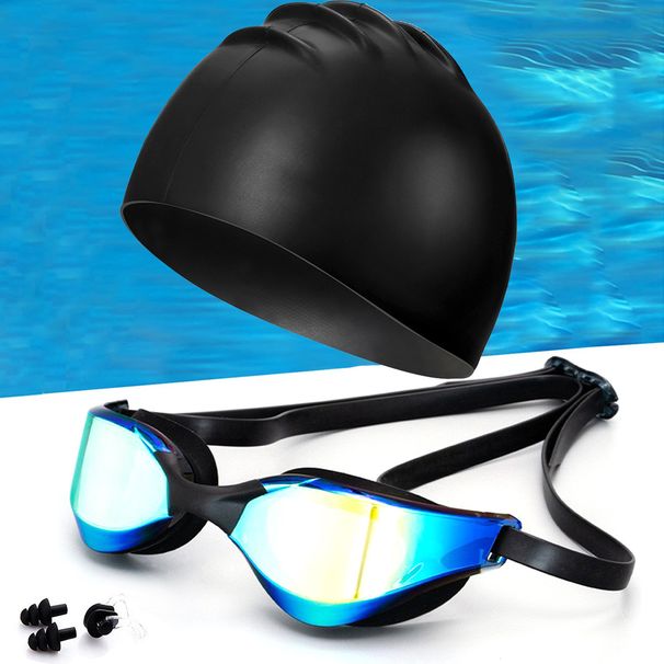 Adult Swimming Competition Speed Swimming Goggles Comfortable Swimming Cap Nose Clip Ear Plugs Silicone Swimming Equipment Set Bag_desvips.com