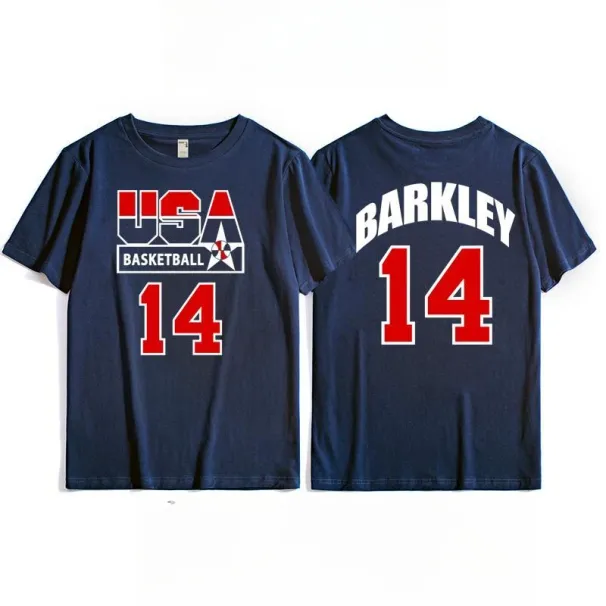 Us Men's Basketball Team Training T-shirt Top, Retro Sporty Casual Short-sleeved Breathable Quick-drying High-quality_desvips.com
