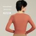 Shuangshi Autumn And Winter Top For Women, Versatile Slimming Side Pleated Sports Pilates Yoga Long Sleeve Breathable_desvips.com