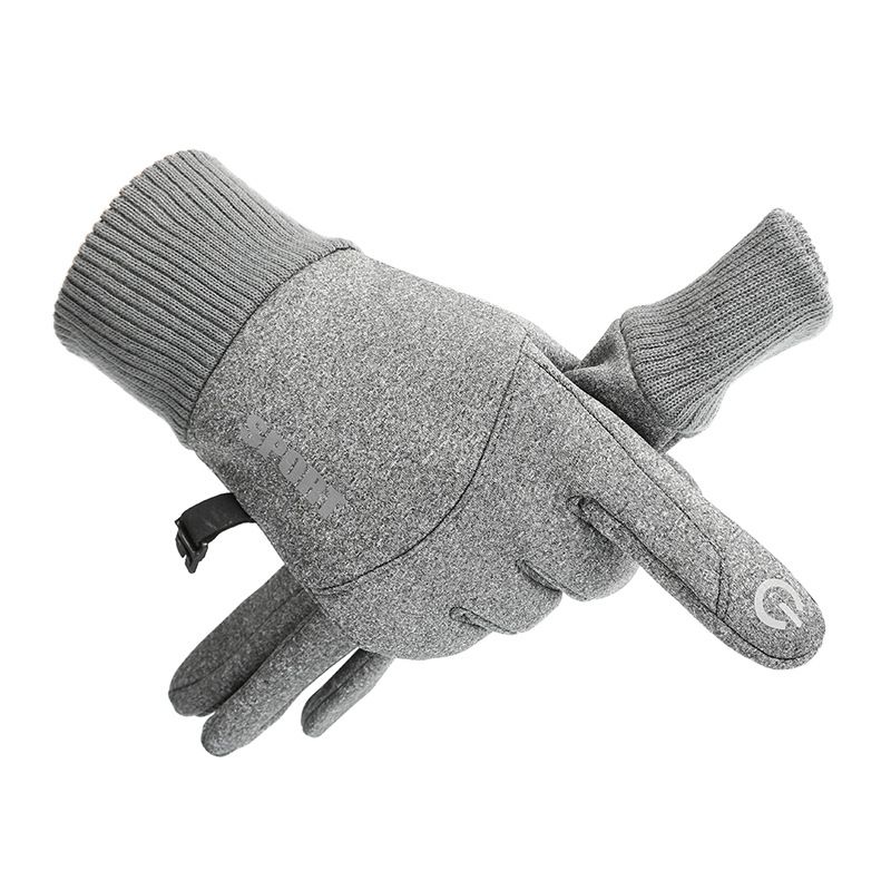Winter Touchscreen Gloves – Windproof & Waterproof Thermal Cycling Gloves For Men (Black/Gray/Blue – One Size Fits Most)_desvips.com