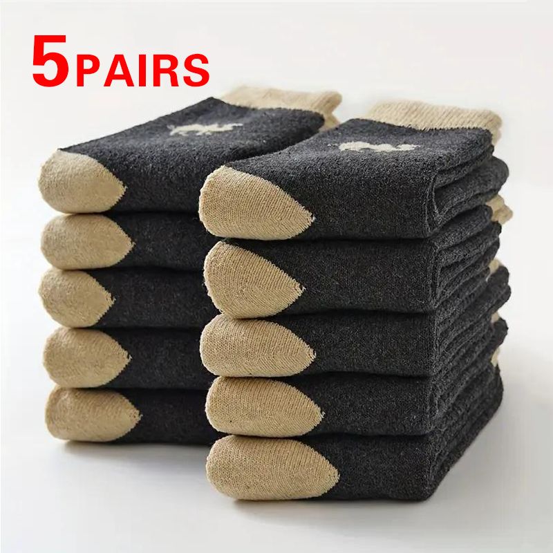5 Pairs High Quality Winter Men's Women's Outdoor Cold Resistant Warm Thick Snow Boots Long Socks Man Gift Sox 37-44_desvips.com