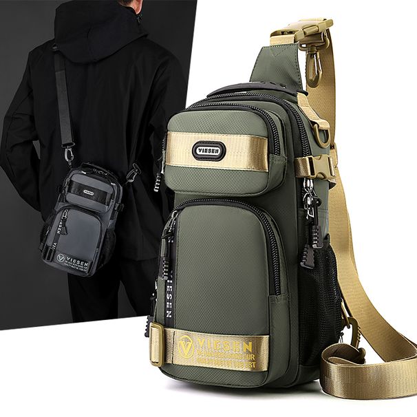 Viessen Men Casual Chest Large Capacity Shoulder Messenger Bag Outdoor Multi-Functional Backpack_desvips.com