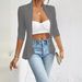 Women's Clothing summer solid color three quarter sleeve cardigan jacket_desvips.com