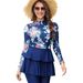 Muslim Swimwear Printed Muslim Women Conservative Swimsuit Zipper + Chest Pad Burkini_desvips.com