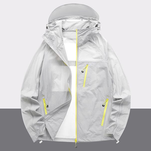 UPF100 Summer Ice Silk Sun UV Protection Woven Sunscreen Skin Jacket, Breathable With Hood And Built-in Storage Strap_desvips.com
