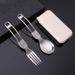 304 Stainless Steel Foldable Chopsticks Spoon Portable Travel Student Outdoor Camping Cutlery Set Of Three_desvips.com