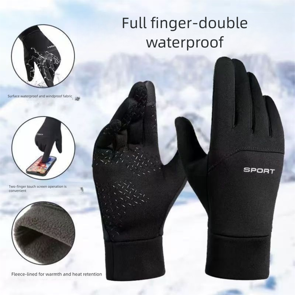 Waterproo Cycling Gloves Winter Touch Screen Men Motorcycle Anti-Slip Driving Outdoor Fleece-Lined Warm Skiing_desvips.com