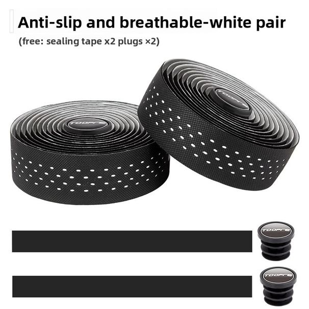 TOOPRE Road Fixed Gear Bike Strap Anti-Slip Breathable Sweat-Absorbing Silicone Bent Handlebar Perforated Tape_desvips.com