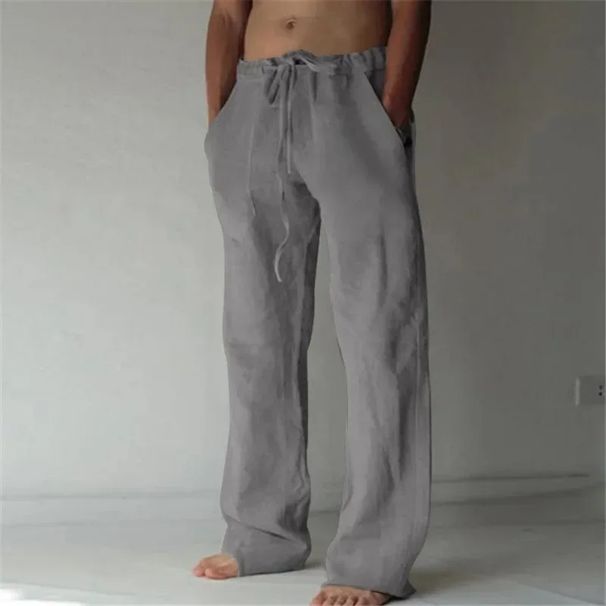 Men's Cotton Pants Male Autumn New Breathable Solid Color Linen Trousers Fitness Streetwear S-4XL_desvips.com
