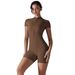 New Summer Zipper Short Sleeve Shorts Yoga Jumpsuit Women Dance Fitness Tight Sports Bodysuit_desvips.com