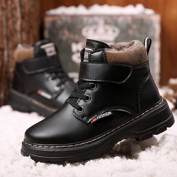 Children's P7 Martin Boys Winter Primary School Students Mid-top Plus Veet Thick Boots Girls Keep Warm Mid-sized_desvips.com