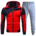 Zipper Solid Color Sweatshirt For Men Autumn Winter Hoodie Trendy Fashion Casual Sports Two-Piece Set_desvips.com