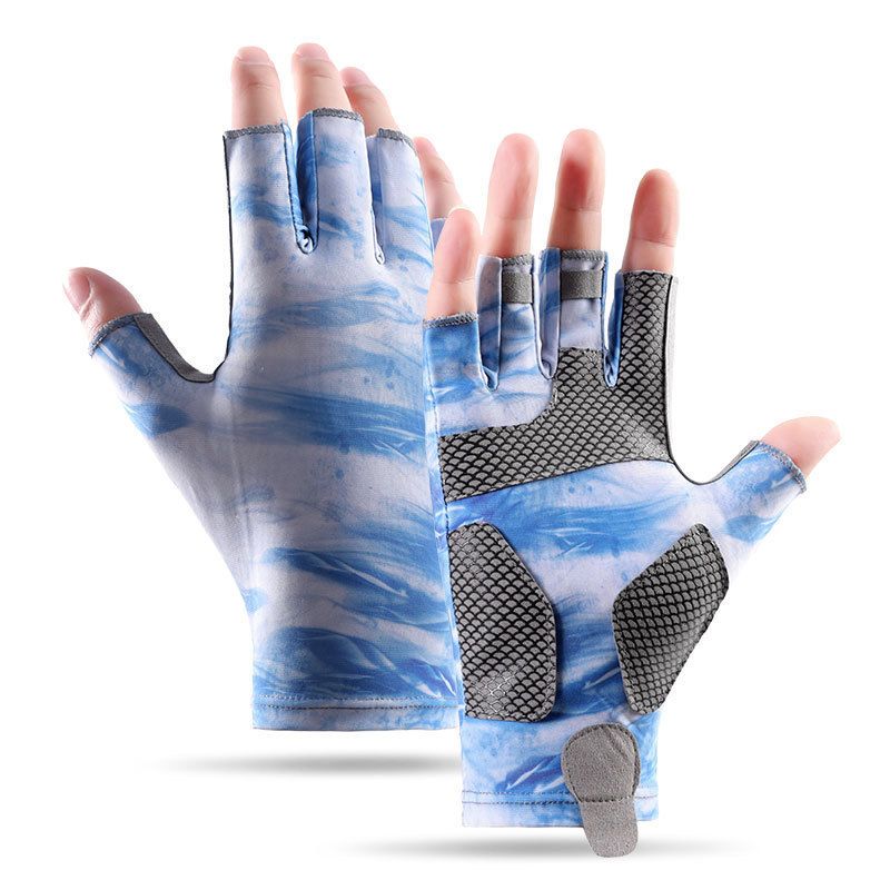 Outdoor Cycling And Lure Gloves, Three Finger Design, Non Stick Bait, Fishing Equipment, Wear Resistant, Non Slip, Ice Silk Breathable_desvips.com