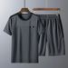 Men's Clothing Middle aged and elderly men's casual suits summer men's short sleeved shorts dad's loose clothes grandfather thin two piece suit_desvips.com