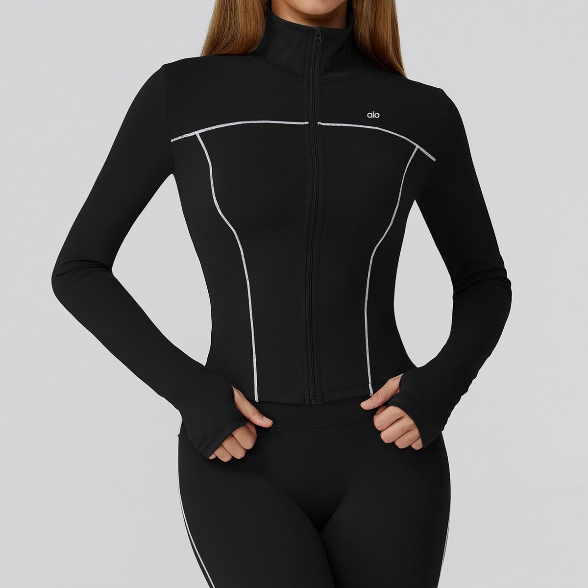 Cross-Border Color-Block Set Slim Fit Yoga Fitness Clothing Casual Running Sports Jacket Long Pants Bra Autumn_desvips.com