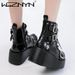 NEW Ladies Wedges High Heels Boots Metal Decor Buckle-Punk Platform Females Boots Party Gothic Street Woman Shoes Knight Boots_desvips.com