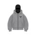 KOOSSOASIS American Trendy Brand Double Hat Bandit Design Hooded Zipper Cardigan Sweater Couple Windproof High Street Suit_desvips.com