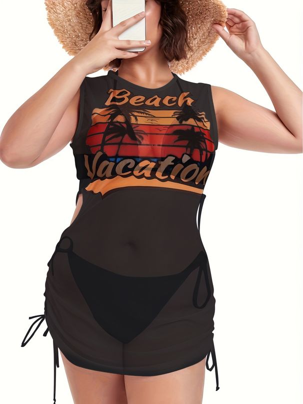 New Plus Size Swimsuit Bikini For Women Long Sunblock Veil Three-piece Swimsuit_desvips.com