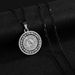 Stainless Round Pendant Necklace Praying Hands Inlaid With Zircon Gold Black Steel Color Fashion Accessory For Men And_desvips.com